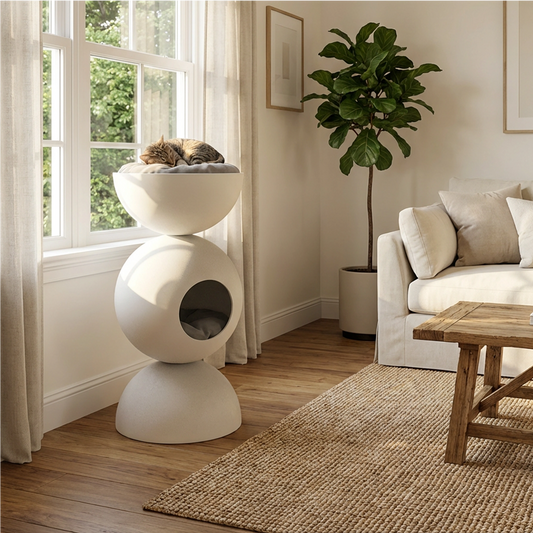 Modern FRP Dual-Level Cat Tree with Sun Lounge