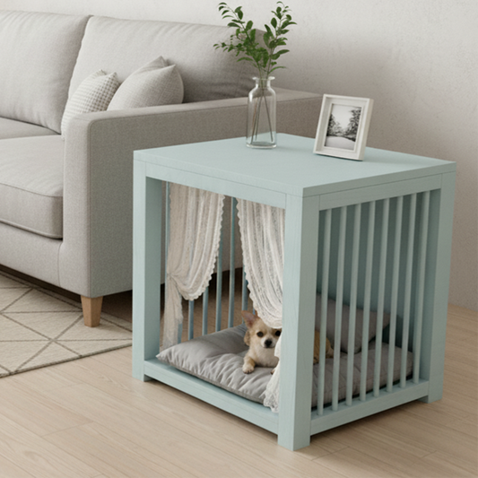 Modern Wooden Dog Crate Side Table with Matte Finish