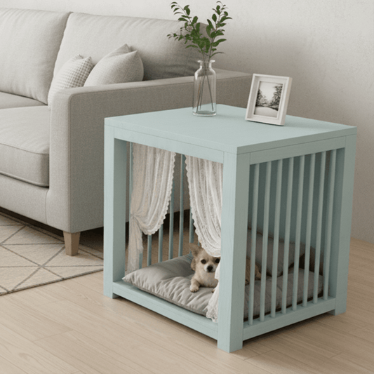 Modern Wooden Dog Crate Side Table with Matte Finish - MULIPETS