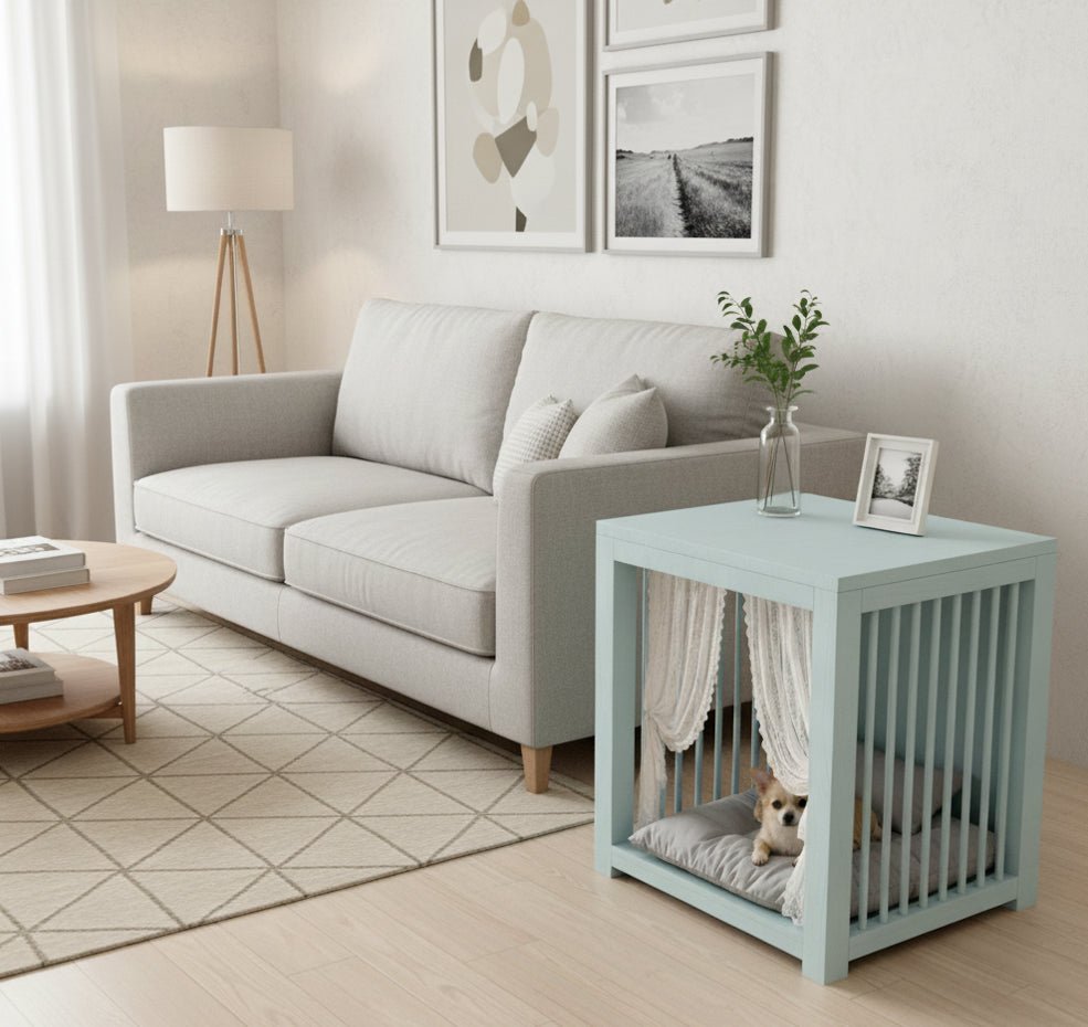 Modern Wooden Dog Crate Side Table with Matte Finish - MULIPETS