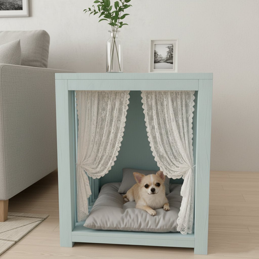 Modern Wooden Dog Crate Side Table with Matte Finish - MULIPETS
