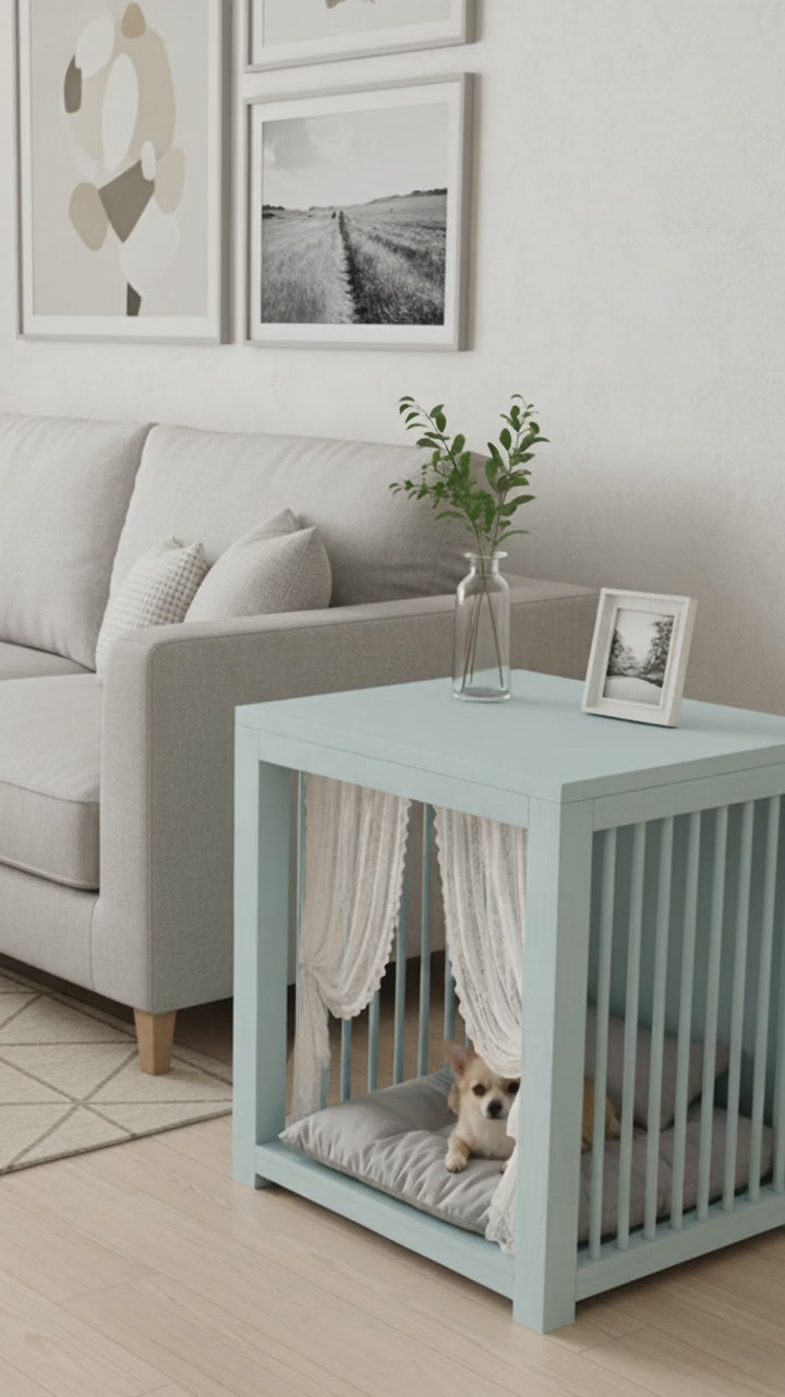Modern Wooden Dog Crate Side Table with Matte Finish