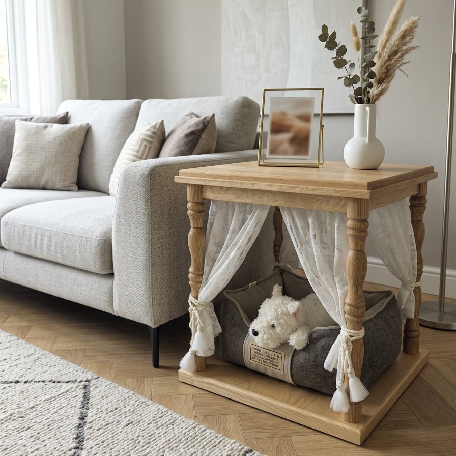 Solid Wood Dog Crate Side Table - MULIPETS